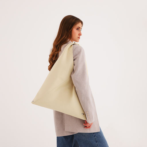 Сумка - мешок женская на магните, 47×1×35 см, бежевая