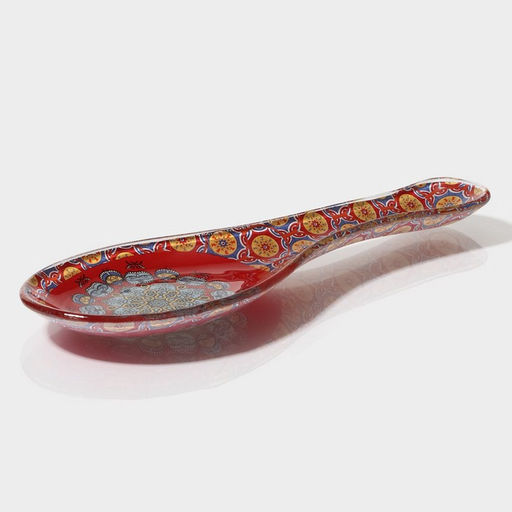 Подставка под ложку Доляна «Крац», 21.5×7.5×1.4 см, стекло, красная