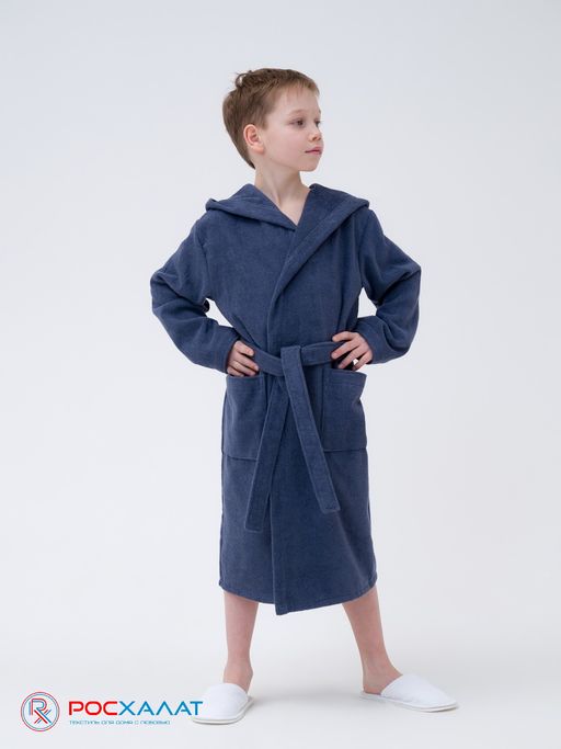 Детский махровый халат с капюшоном серый МЗ-04 (84) - Росхалат фото 2