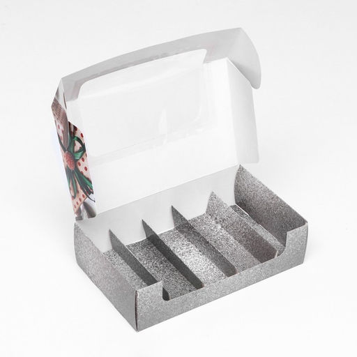 Кондитерская упаковка под 5 эклеров «С Новым годом», 25.2×15×6.6 см