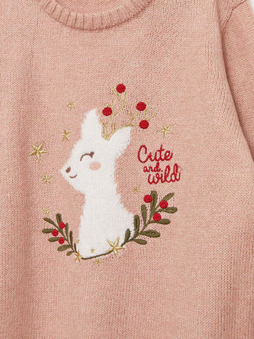 Bisiklet Yaka Desenli Uzun Kollu K?z ?ocuk Triko Kazak - Waikiki фото 3