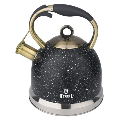 Чайник из нержавеющей стали 3 л со свистком ,цвет: чёрный гранит R-7736 /RASHEL/