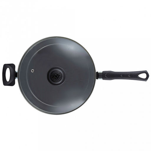 "Sandy " Сотейник с антипригарным покрытием д26см, h6,5см, s1,8мм, бакелитовая ручка, стеклянная крышка (Россия)