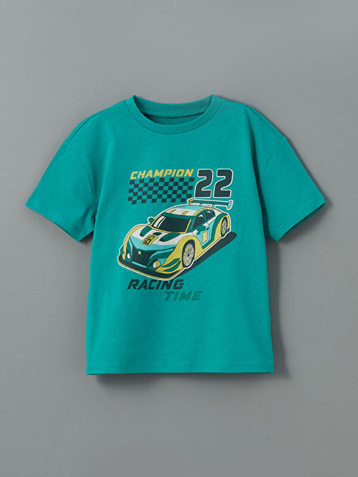 Bisiklet Yaka Bask?l? Erkek ?ocuk Ti??rt 2li