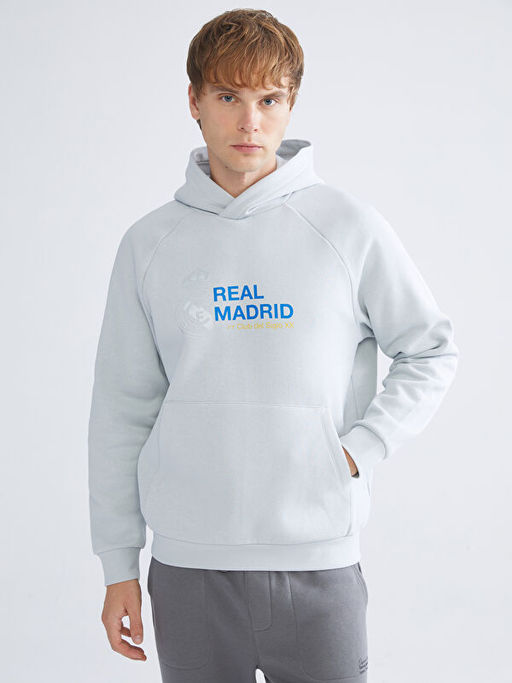 Uzun Kollu Real Madrid Bask?l? Erkek Hoodie