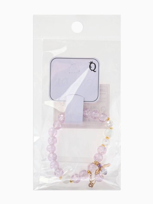 Браслет с подвесками "Сахарный" пчёлка, шар №8, цвет светло-фиолетовый в золоте