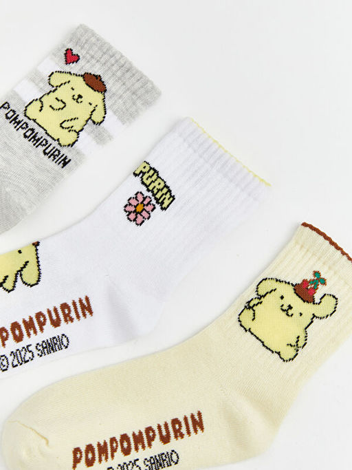 Pompompurin Desenli K?z ?ocuk Soket ?orap 3l?
