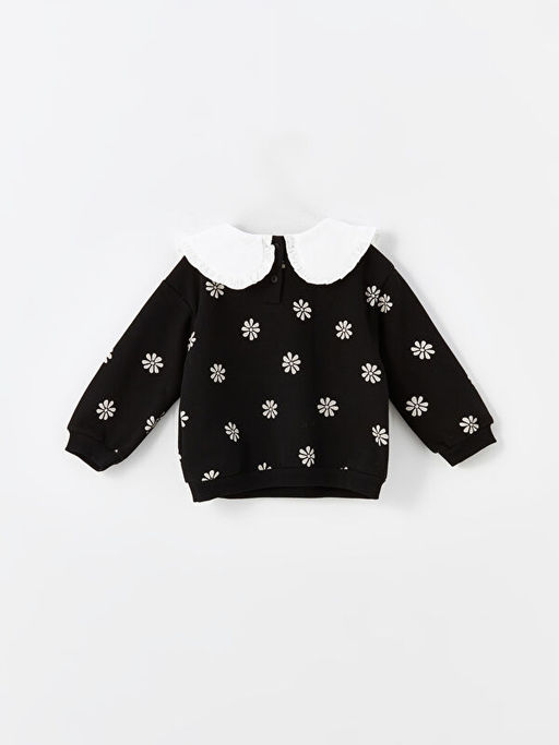 Bebe Yaka Uzun Kollu ?i?ekli K?z Bebek Sweatshirt - Waikiki фото 2