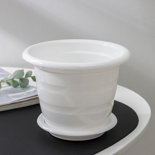 Цена за 3 шт. Горшок для цветов с поддоном «Виола», 1 л, пластиковый, белый