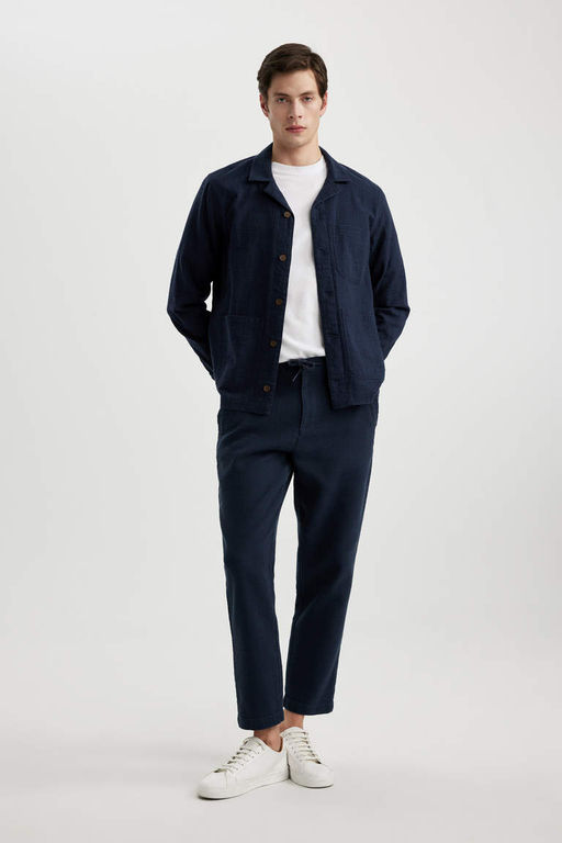 Yazl?k Jogger Pantolon Regular Fit Normal Kesim Keten Gorunumlu Duz Paca Pamuklu Cepli - Defacto фото 2