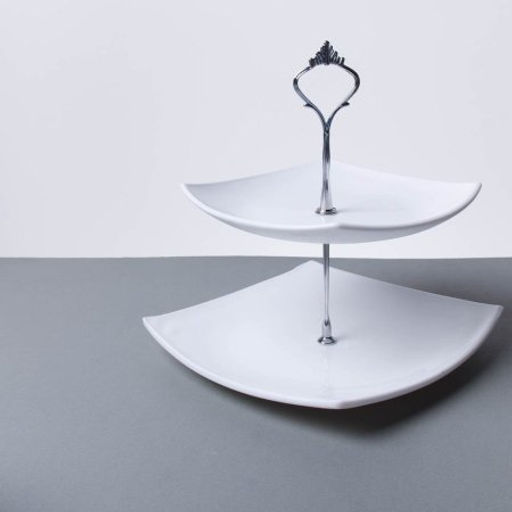 Ваза для фруктов 2-х ярусная квадратная белая / DPG-2/FJP85/110(WHITE) уп12 остр - Галеонтрейд фото 3