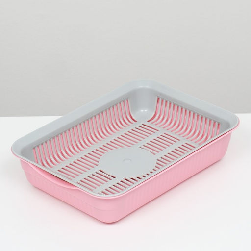 Лоток с сеткой №3, 34 х 25,5 х 7 см, серый/розовый - Simaland фото 3
