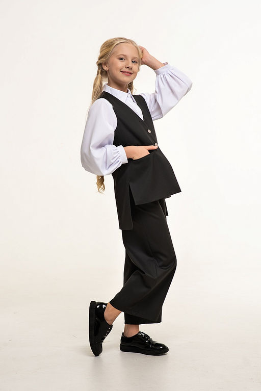 Черный школьный жилет для девочки Mooriposh, модель 1118  фото 5
