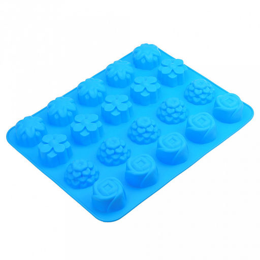 Форма силиконовая для выпекания "Кекс - 20 штук" 31,5х25,5см h2,8см, цвета микс (Китай)