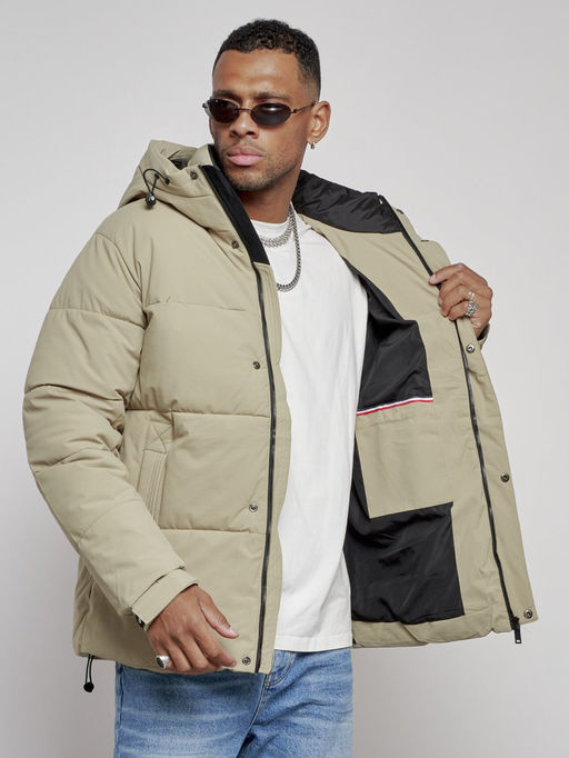 Куртка молодежная мужская зимняя с капюшоном светло-зеленого цвета 8356ZS - Wonderrman фото 14