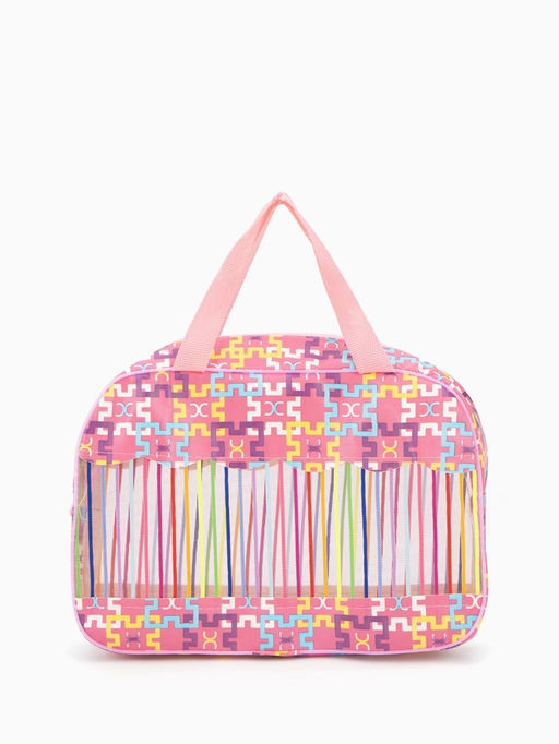 Косметичка-сумка на молнии в сетку, большая, с ручками, с принтом, МИКС