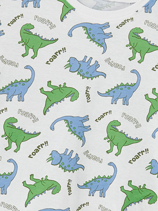 Bisiklet Yaka Bask?l? Erkek ?ocuk ?ortlu Pijama Tak?m?