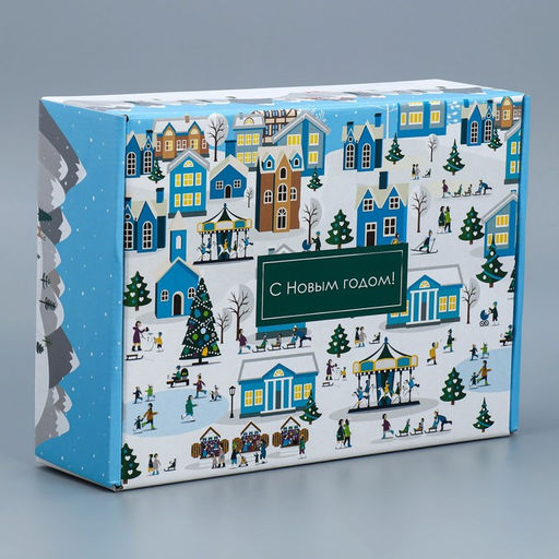 Коробка подарочная новогодняя складная «С Новым годом», 30.5×22×9.5 см