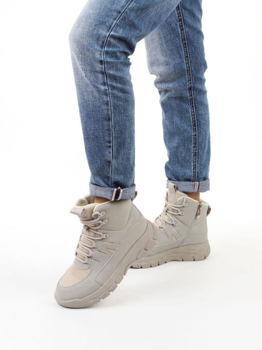 04-WB011-2M GRAY Кроссовки зимние женские (натуральная кожа, 100% шерсть)