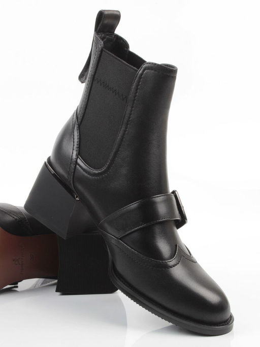 01-J4B-9A BLACK Ботинки "Челси" демисезонные женские (натуральная кожа, байка)
