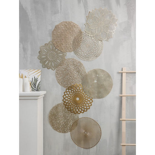 Цена за 12 шт. Салфетка сервировочная на стол Доляна Цветок, d=43 см, цвет золотой  фото 11