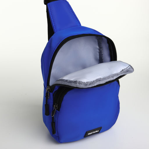 Сумка-слинг на молнии TEXTURA, наружный карман, синяя