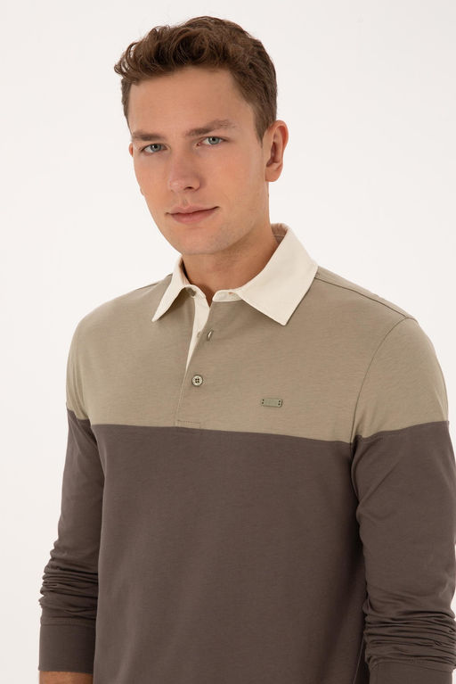 Erkek Regular Fit Polo Yaka A__k Haki Sweatshirt - U.s. polo assn фото 2