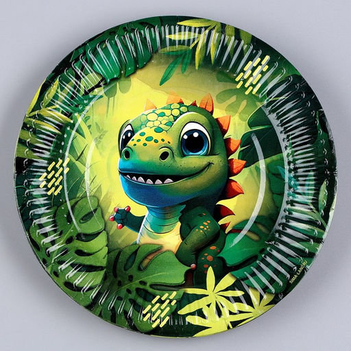 Цена за 10 шт. Тарелка бумажная Динозавр, 18 см - Страна карнавалия фото 6