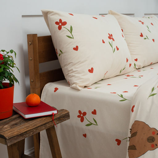 КПБ Чистый хлопок 1,5 спальный, наволочки 50х70, поплин, Капибара ВБ Пододеяльник 146х215 с прорезью, простыня классическая 150х215 подшита с 4-х сторон, наволочки 50х70 с клапаном - 2 шт 1,5 спальный - Традиция фото 3