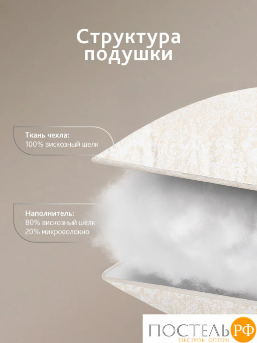 Подушка CASSIA БИО ШЁЛК вискоз.шелк/вискоз.шелк/микровол.  фото 4