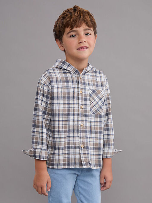 Kap??onlu Ekose Erkek ?ocuk Oduncu G?mlek