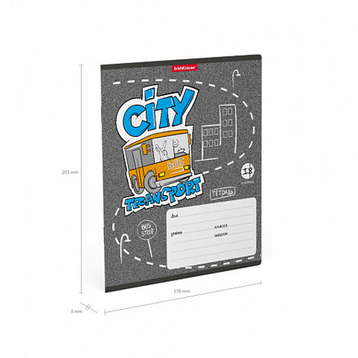 Цена за 10 шт. Тетрадь школьная ученическая ErichKrause City Transport, 18 листов, клетка (в плёнке по 10 шт.)_MIX-PACK  фото 10