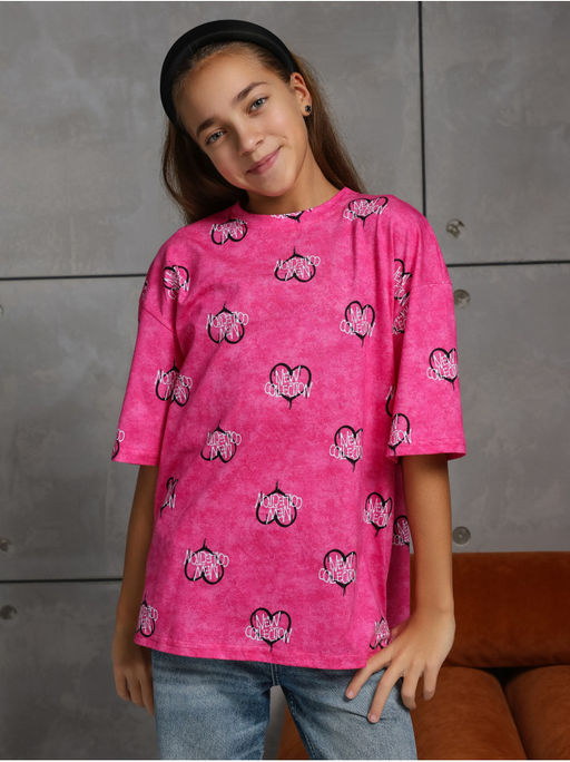 Футболка "Принт" Розовый Девочка