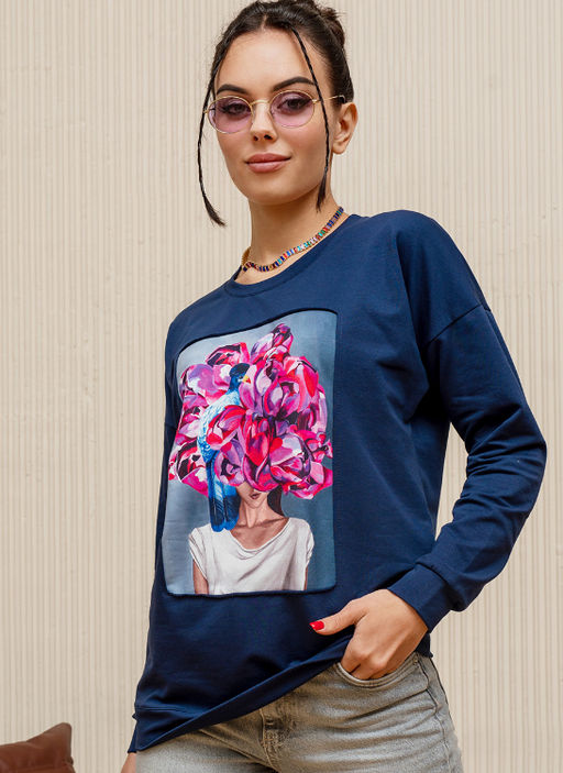 Удлинённый свитшот со вставкой ASTP037, джемпер, футер - Sahar art lab фото 10