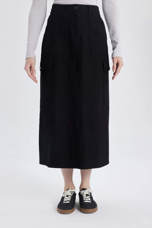 Длинная юбка из габардина карго - Defacto фото 7