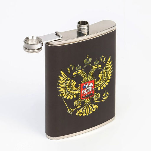 Подарочный набор 6 в 1 Россия: фляжка 270 мл, воронка, 4 стопки, чёрный, 17 х 23 см - Simaland фото 5