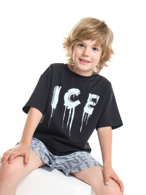 Футболка с принтом ICE 22-9014 черный - Mini maxi фото 3
