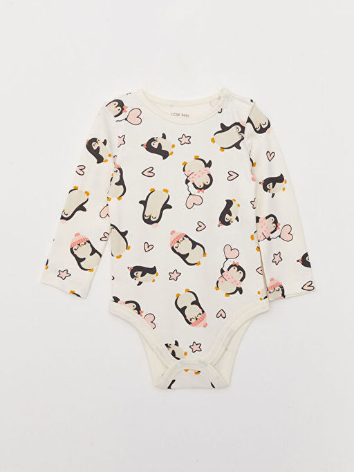 Bisiklet Yaka Uzun Kollu Bask?l? K?z Bebek 3l? Tak?m - Waikiki фото 3