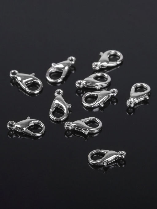 Цена за 2 шт. Замок карабин, 10 шт. 12?7 мм, цвет серебро