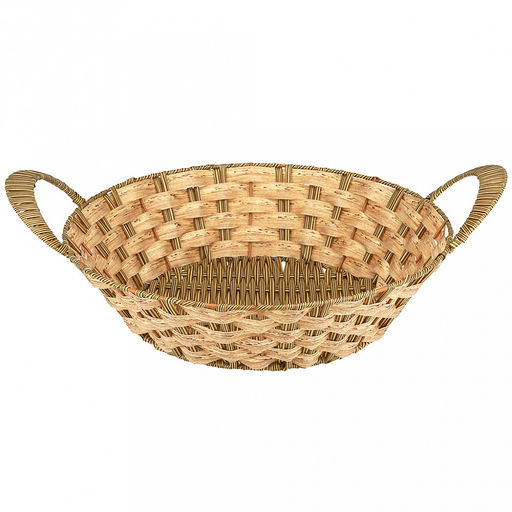 Корзина-сухарница плетеная Береста д29см h7,5см, полипропилен, ванильный, с ручками, металлический каркас, форма круглая (Китай) - Домашняя мода фото 2