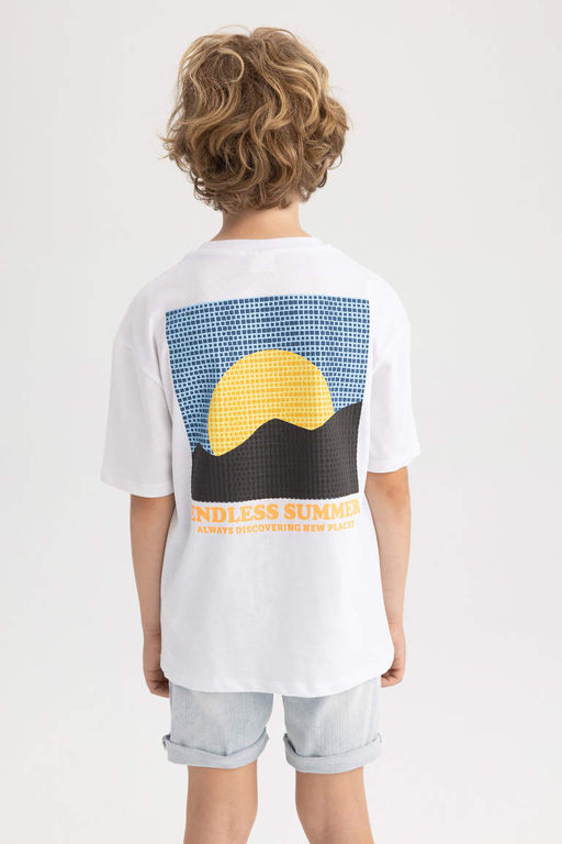 Футболка оверсайз с круглым вырезом и пышным принтом для мальчиков с короткими рукавами - Defacto фото 9