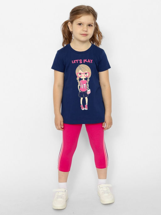 CRB wear/CWKG 90150-41 Комплект для девочки (футболка, брюки типа легинсы),темно-синий/Ex.Cherubino  фото 2