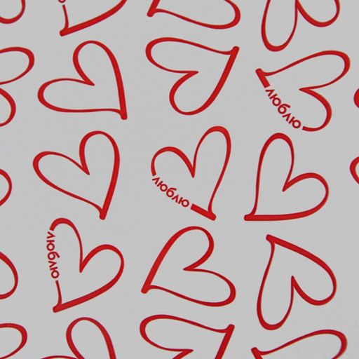 Плёнка для цветов упаковочная глянцевая прозрачная Сердца, красные, 0.6?10 м