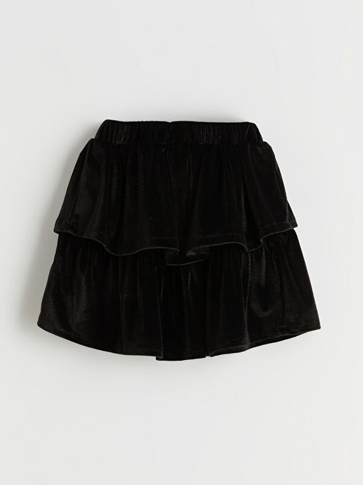 Beli Lastikli Kadife K?z ?ocuk Katkat Etek