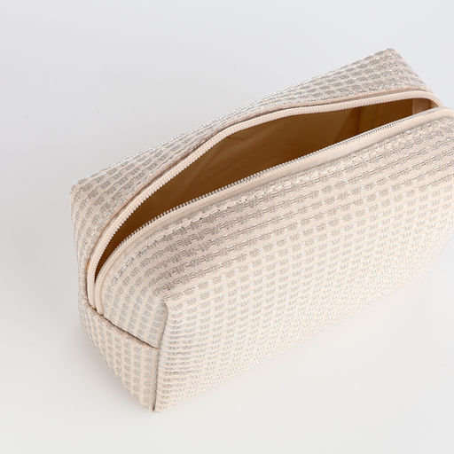 Косметичка на молнии женская, с подкладом, маленькая, бежевая - Simaland фото 3