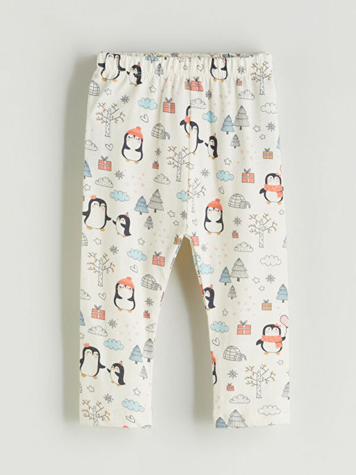 Beli Lastikli Bask?l? K?z Bebek Pijama Alt