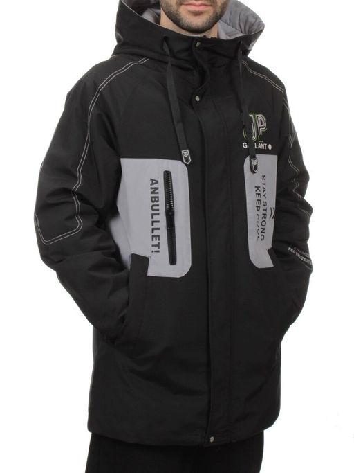 2171 BLACK GRAY Куртка мужская зимняя облегченная (130 гр. холлофайбер)
