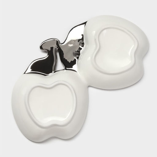 Менажница 2 ячейки «Яблоки», 25.5×14.5×3.5 см, керамика, белая