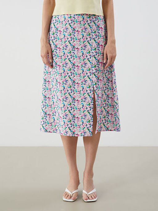 Beli Lastikli ?i?ekli A Kesim Etek