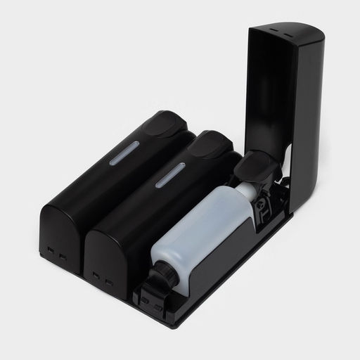 Диспенсер для мыла SAVANNA, механический, 3 отсека по 350 мл, шампунь, кондиционер, гель, чёрный фото 6